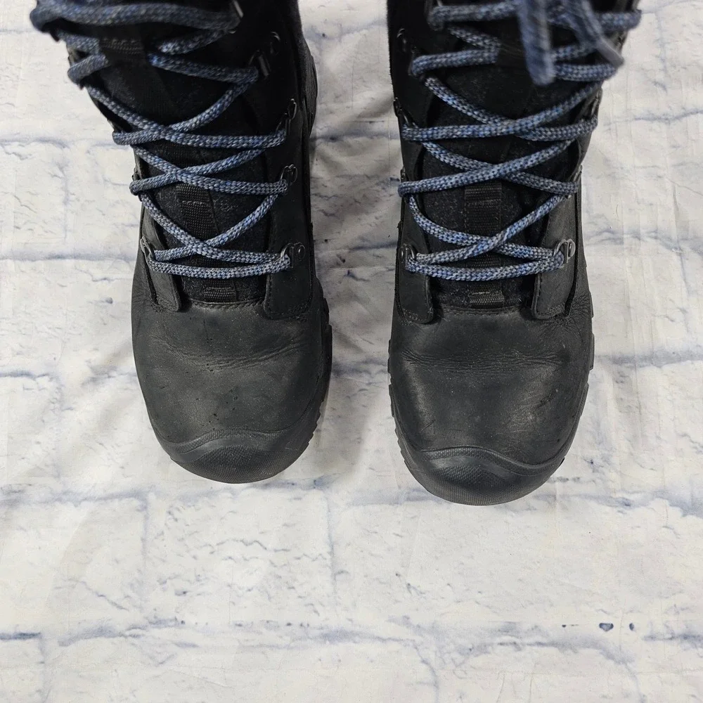 KEEN Greta Tall Winter Boots WOMEN 9 Black Waterproof Insulated Leather Wool